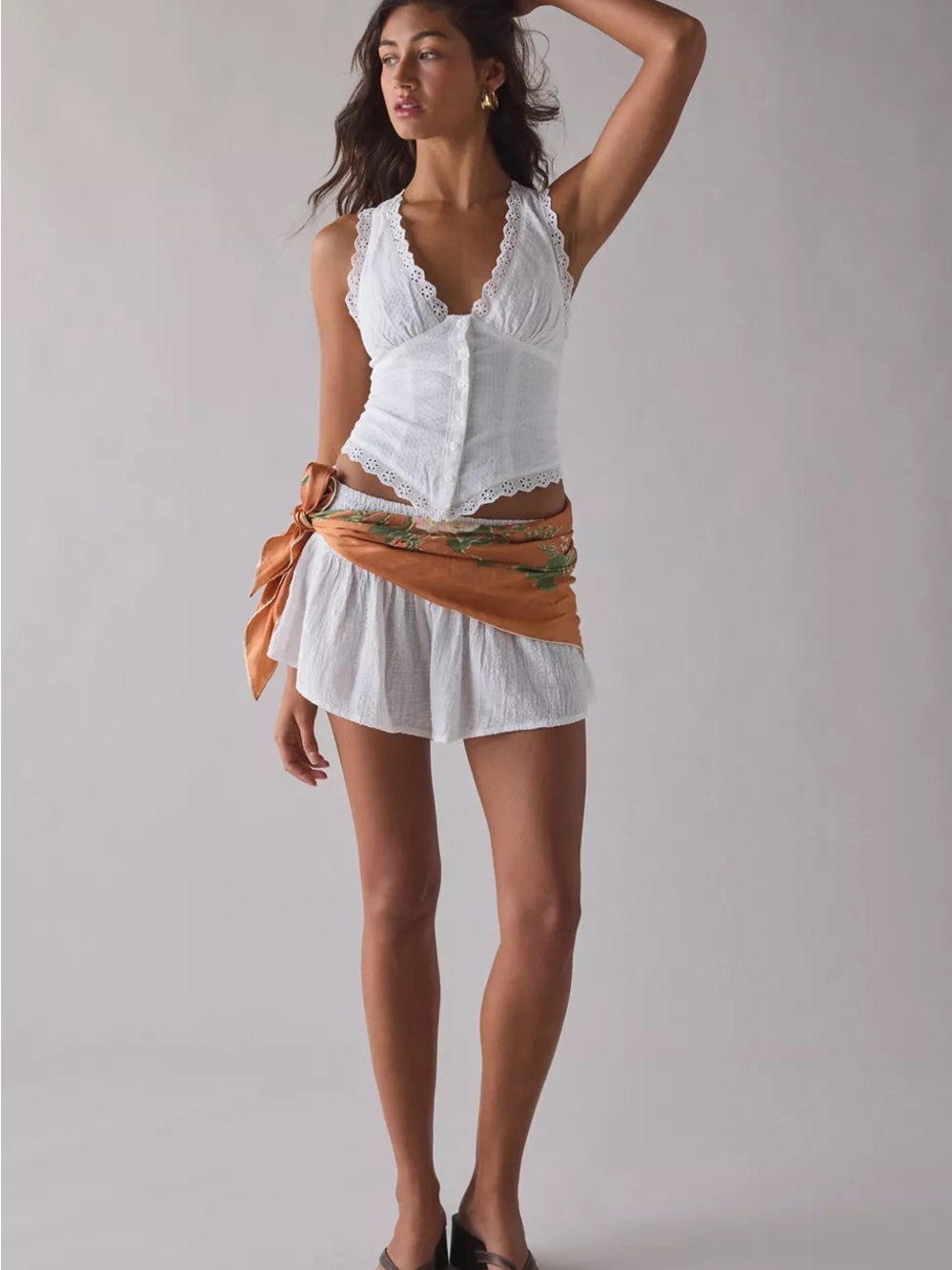 Kimchi White Eyelet Lace Button-Front Camisole - Picture 5 of 5
